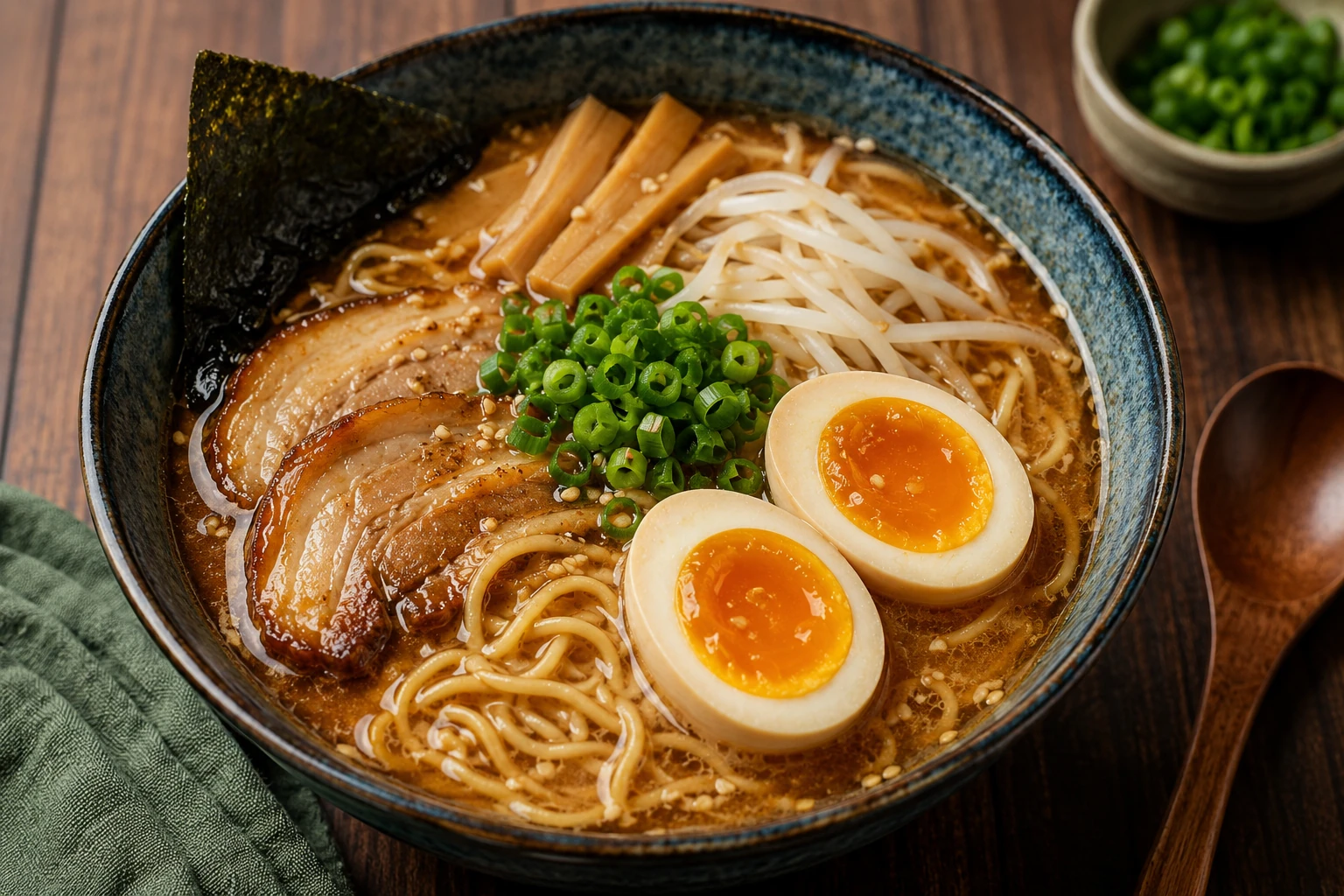 Miso ramen med egg og nudler
