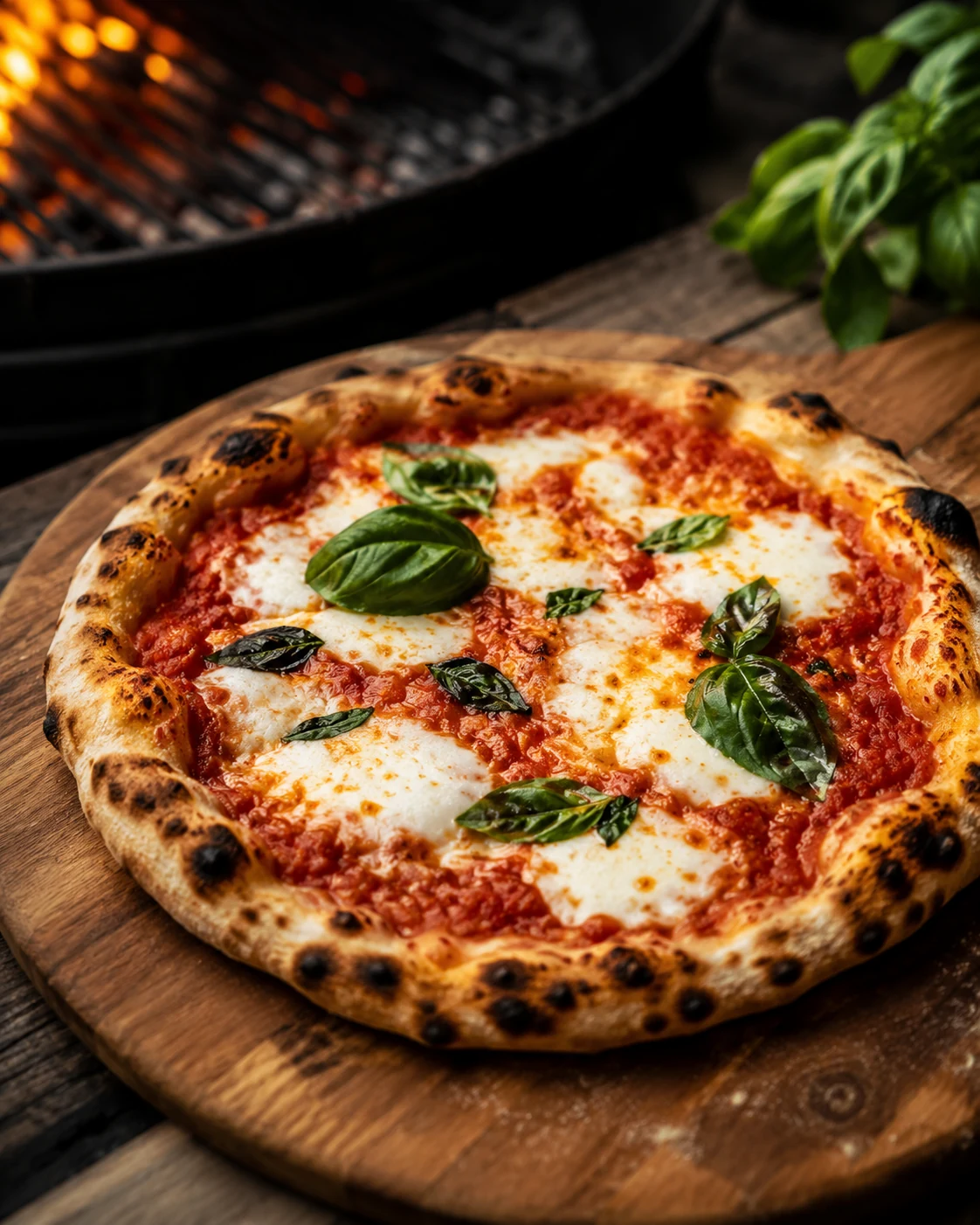 Pizza margherita på grill